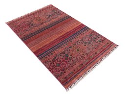 Close-up detail of New Samarkand rug from Pakistan showing Wool weave