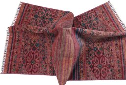 Close-up detail of New Samarkand rug from Pakistan showing Wool weave