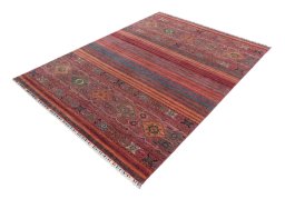 Corner detail of New Samarkand rug showing border pattern and Wool pile