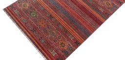 Backside of handmade New Samarkand rug showing knot structure and weave density