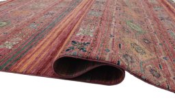 Full view of New Samarkand rug from Pakistan, 226 × 170 cm in Red tones