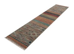 Corner detail of New Samarkand rug showing border pattern and Wool pile