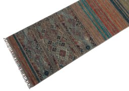 Backside of handmade New Samarkand rug showing knot structure and weave density