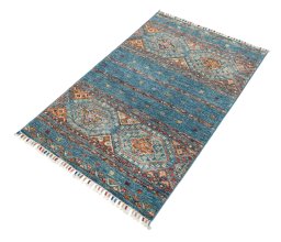 Close-up detail of New Samarkand rug from Pakistan showing Wool weave