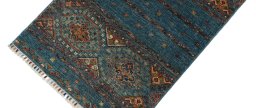 Backside of handmade New Samarkand rug showing knot structure and weave density