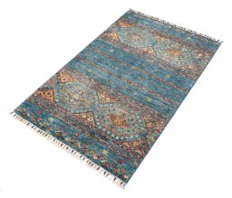 Close-up detail of New Samarkand rug from Pakistan showing Wool weave