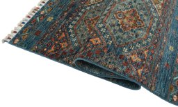 Close-up detail of New Samarkand rug from Pakistan showing Wool weave