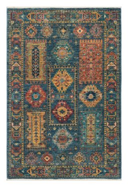 Full view of New Samarkand rug from Pakistan, 119 × 80 cm in Blue tones