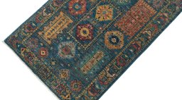 Backside of handmade New Samarkand rug showing knot structure and weave density