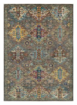 Full view of New Samarkand rug from Pakistan, 200 × 147 cm in Gray tones