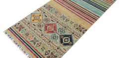 Backside of handmade New Samarkand rug showing knot structure and weave density
