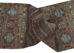 Full view of New Samarkand rug from Pakistan, 244 × 79 cm in Brown tones