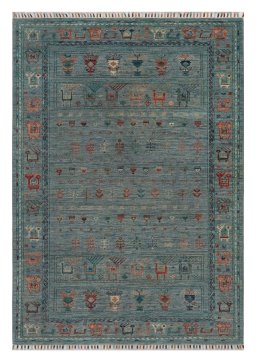 Full view of New Samarkand rug from Pakistan, 180 × 127 cm in Blue tones