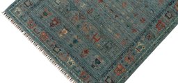 Backside of handmade New Samarkand rug showing knot structure and weave density