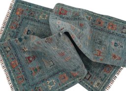 Full view of New Samarkand rug from Pakistan, 180 × 127 cm in Blue tones