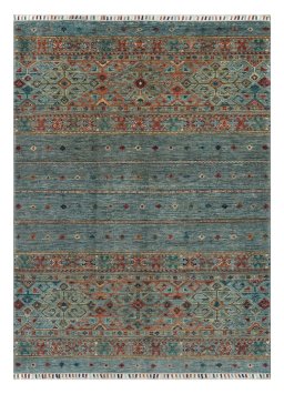 Full view of New Samarkand rug from Pakistan, 170 × 123 cm in Blue tones