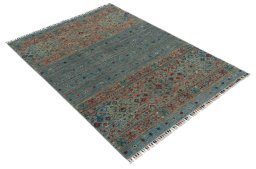 Corner detail of New Samarkand rug showing border pattern and Wool pile