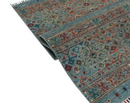 Close-up detail of New Samarkand rug from Pakistan showing Wool weave