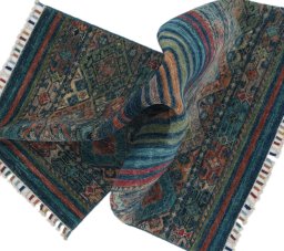 Full view of New Samarkand rug from Pakistan, 120 × 76 cm in Multi Color tones