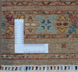 Corner detail of New Samarkand rug showing border pattern and Wool pile