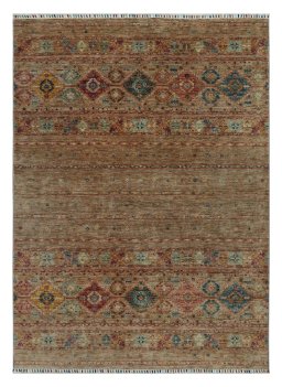 Full view of New Samarkand rug from Pakistan, 232 × 168 cm in Yellow tones