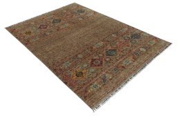 Corner detail of New Samarkand rug showing border pattern and Wool pile