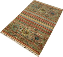 Close-up detail of New Samarkand rug from Pakistan showing Wool weave