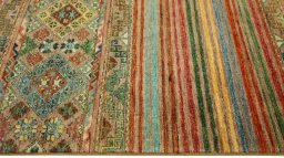 Close-up detail of New Samarkand rug from Pakistan showing Wool weave