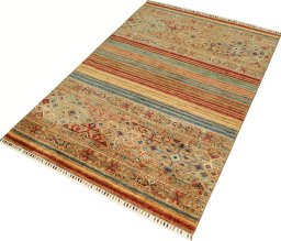 Close-up detail of New Samarkand rug from Pakistan showing Wool weave