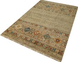 Close-up detail of New Samarkand rug from Pakistan showing Wool weave
