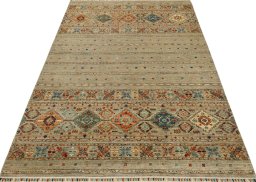 Surface texture of New Samarkand rug with natural Wool and intricate pattern