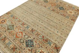 Backside of handmade New Samarkand rug showing knot structure and weave density
