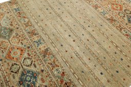 Full view of New Samarkand rug from Pakistan, 237 × 167 cm in Gray tones