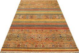 Surface texture of New Samarkand rug with natural Wool and intricate pattern