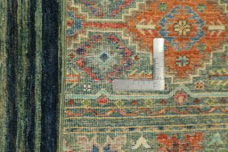 Close-up detail of New Samarkand rug from Pakistan showing Wool weave