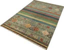 Close-up detail of New Samarkand rug from Pakistan showing Wool weave