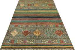 Surface texture of New Samarkand rug with natural Wool and intricate pattern