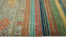 Close-up detail of New Samarkand rug from Pakistan showing Wool weave