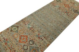 Backside of handmade New Samarkand rug showing knot structure and weave density
