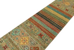 Backside of handmade New Samarkand rug showing knot structure and weave density