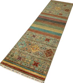 Close-up detail of New Samarkand rug from Pakistan showing Wool weave