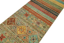 Backside of handmade New Samarkand rug showing knot structure and weave density