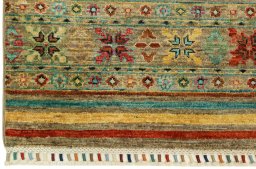 Full view of New Samarkand rug from Pakistan, 300 × 79 cm in Multi Color tones