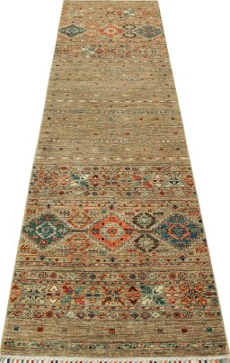 Surface texture of New Samarkand rug with natural Wool and intricate pattern