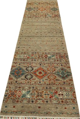Surface texture of New Samarkand rug with natural Wool and intricate pattern