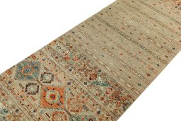 Backside of handmade New Samarkand rug showing knot structure and weave density