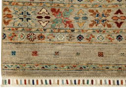 Full view of New Samarkand rug from Pakistan, 300 × 79 cm in Gray tones