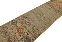 Backside of handmade New Samarkand rug showing knot structure and weave density