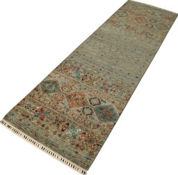 Close-up detail of New Samarkand rug from Pakistan showing Wool weave