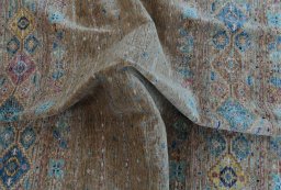 Full view of New Samarkand rug from Pakistan, 227 × 168 cm in Yellow tones